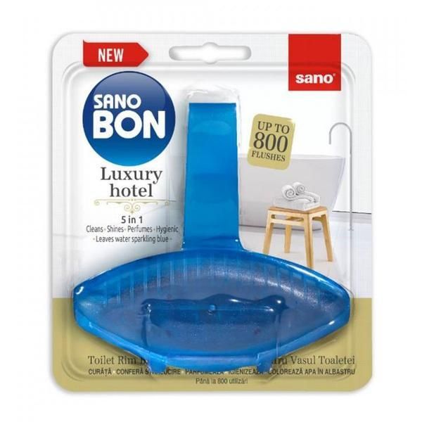 Sano Освежител за тоалетна чиния- SanoBon Toilet Rim Block Blue Luxury Hotel, 55 гр
