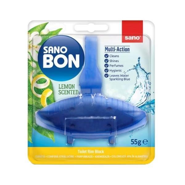 Sano Освежител за тоалетна с аромат на лимон - Sano Bon Blue Lemon, 55 гр