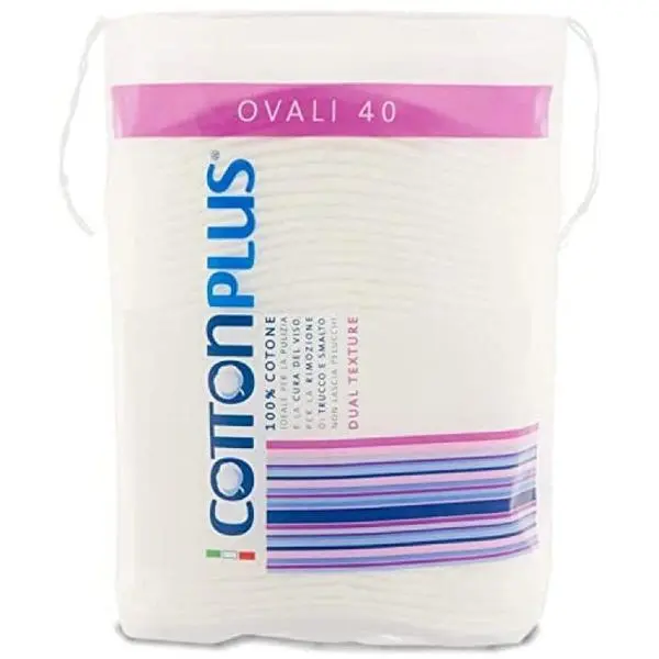 Cotton Plus Овални почистващи дискети- Cotton Plus, 100% памук, 9 x 7 см, 40 бр