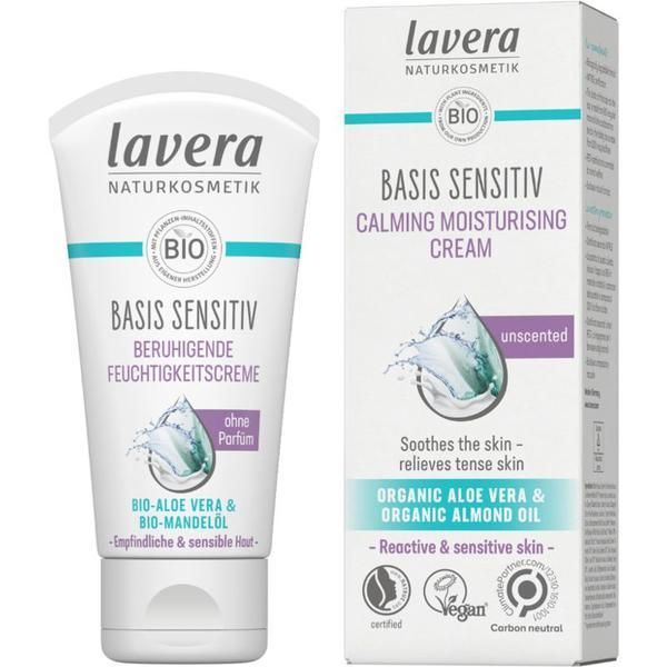 Lavera Овлажняващ и успокояващ крем без парфюм за чувствителна кожа - основа Sensitiv Lavera, 50 мл