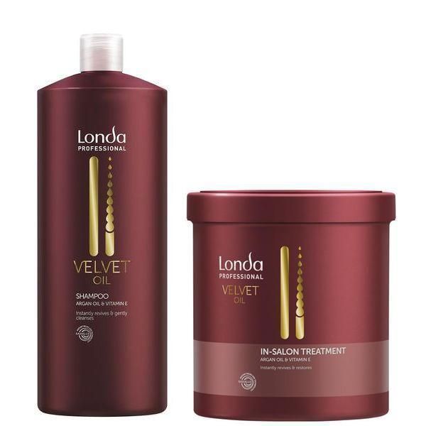 Londa Professional Овлажняващ пакет с арганово масло - Londa Professional Velvet Oil: шампоан 1000 мл, маска 750 мл