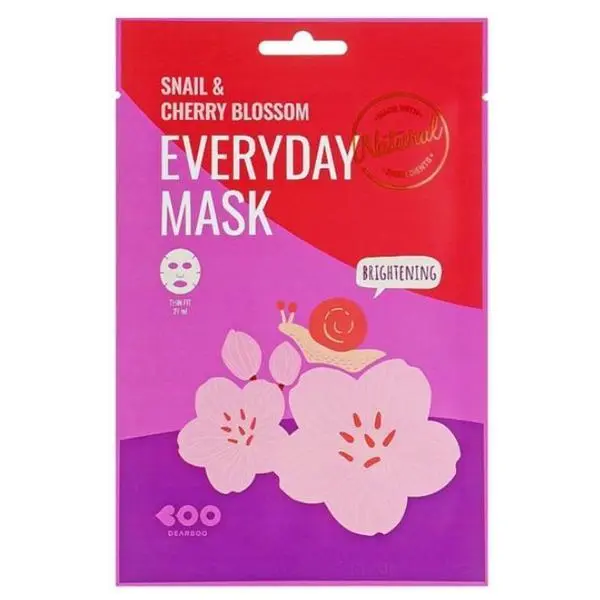 Dearboo Озаряваща маска за лице с екстракт от охлюв и черешов цвят - Dearboo Everyday Mask, 27 гр