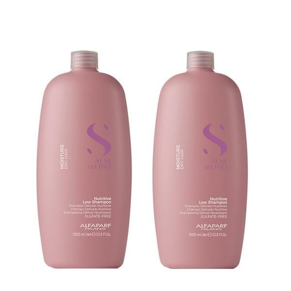 Alfaparf Milano Пакет 2 x Хидратиращ шампоан за суха коса - Alfaparf Milano Semi Di Lino Moisture Nutritive Low Shampoo, 1000мл