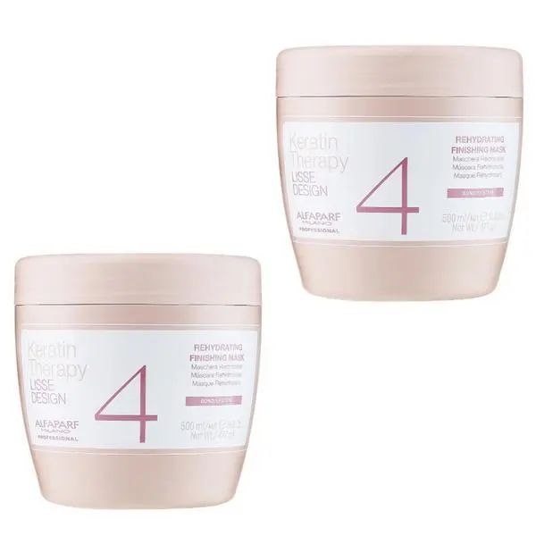 Alfaparf Milano Пакет 2 x Рехидратираща изглаждаща маска - Alfaparf Milano Lisse Design Keratin Therapy Rehydrating Mask 500 мл