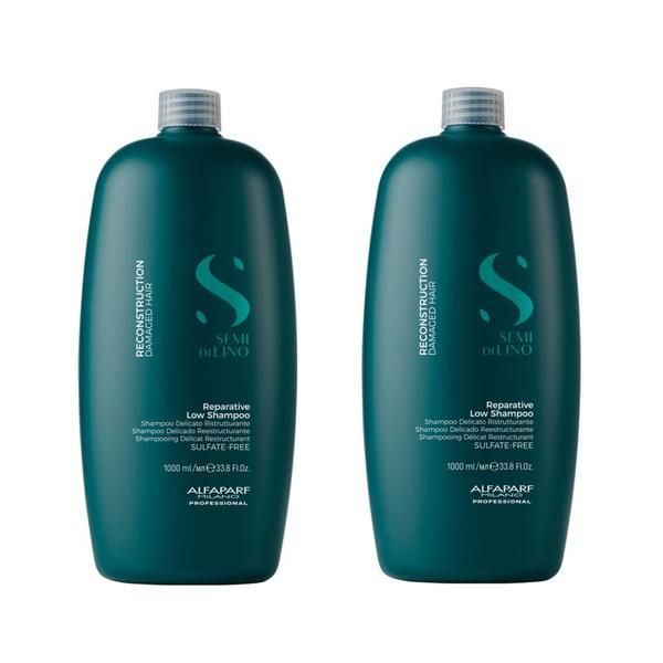 Alfaparf Milano Пакет 2 x Възстановяващ шампоан за увредена коса - Alfaparf Milano Semi Di Lino Reconstruction Reparative Low Shampoo, 1000мл
