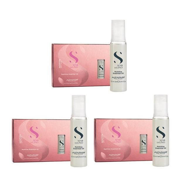Alfaparf Milano Пакет 3 Лечебен хидратиращ серум за суха коса - Alfaparf Milano Semi Di Lino Moisture Nutritive Essential Oil, 6 ампули x 13 мл