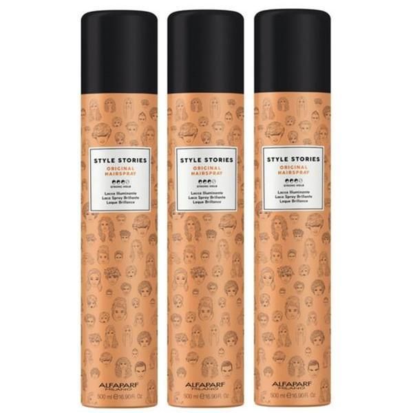 Alfaparf Milano Пакет 3 x Фиксиращ спрей за блясък и средна фиксация - Alfaparf Milano Style Stories Original Hairspray, 500мл
