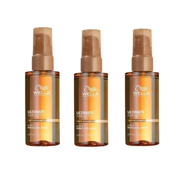 Wella Professionals Пакет 3 x Хидратиращо масло за суха и безжизнена коса със сквалан и омега 9 - Wella Professionals Ultimate Smooth, 100 мл
