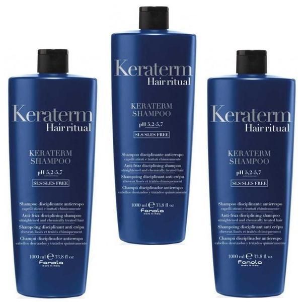 Fanola Пакет 3 x Изглаждащ шампоан - Fanola Keraterm Hair Ritual Anti-Frizz Disciplining Shampoo, 1000мл
