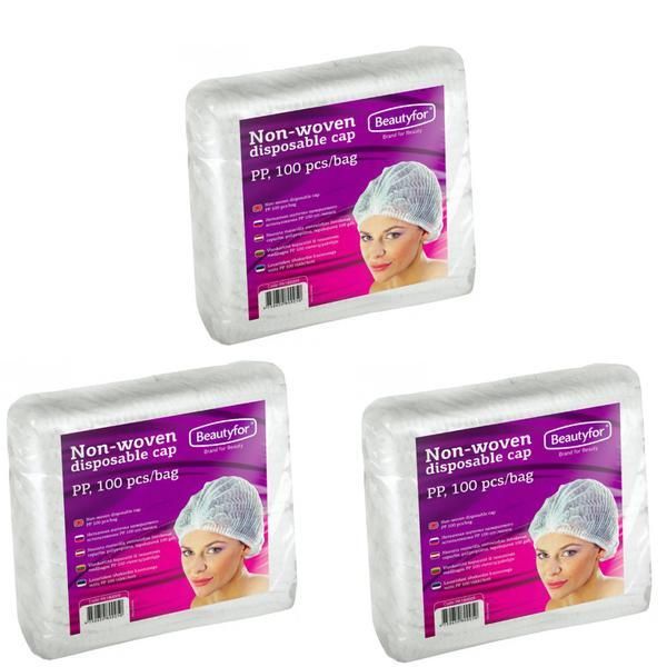 Beautyfor Пакет 3 x Каски за еднократна употреба от нетъкан материал - Beautyfor Non-woven Disposable Caps, 100 броя