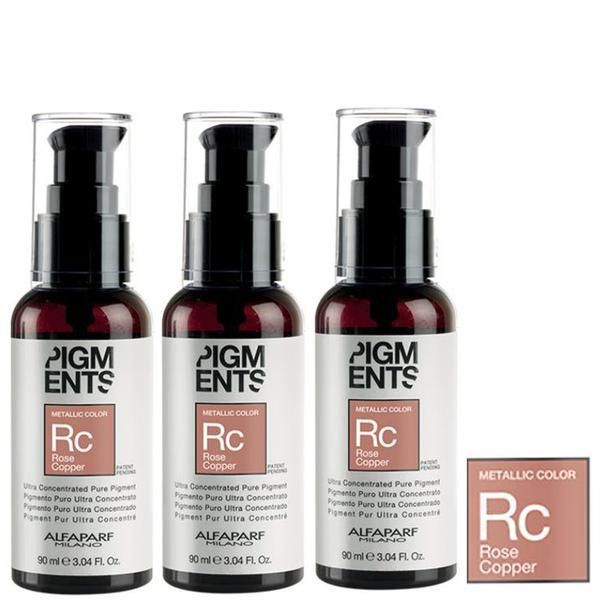 Alfaparf Milano Пакет 3 x Концентриран пигмент Розов меден металик - Alfaparf Milano Ultra Concentrated Pure Pigment Metallic Color ROSE COPPER 90 мл
