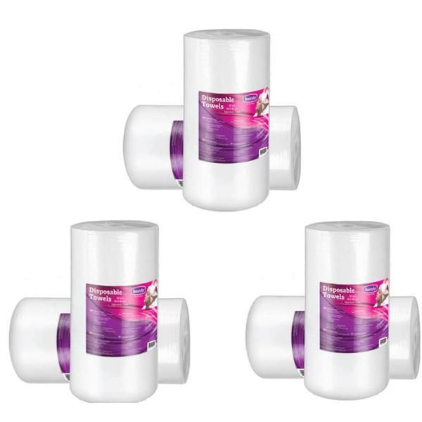 Beautyfor Пакет 3 x Ролка кърпи за еднократна употреба от текстилен материал - Beautyfor Disposable Soft Spunlace Towels in Roll, 35см x 70см, 100 броя