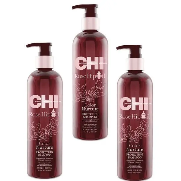 CHI Пакет 3 x Шампоан за боядисана коса - CHI Farouk Rose Hip Oil Color Nurture Protecting Shampoo 340мл