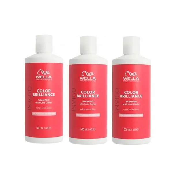 Wella Professionals Пакет 3 x Шампоан за боядисана коса, фина или нормална - Wella Professionals Invigo Color Brilliance Color Protection Shampoo Fine/Normal Hair, 500мл