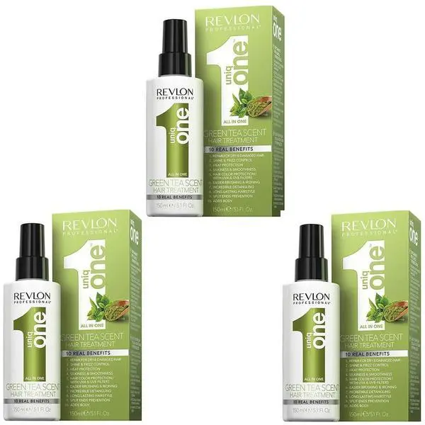 Revlon Professional Пакет 3 x Терапия за коса - Revlon Professional Uniq One Green Tea Scent Hair Treatment, 150 мл
