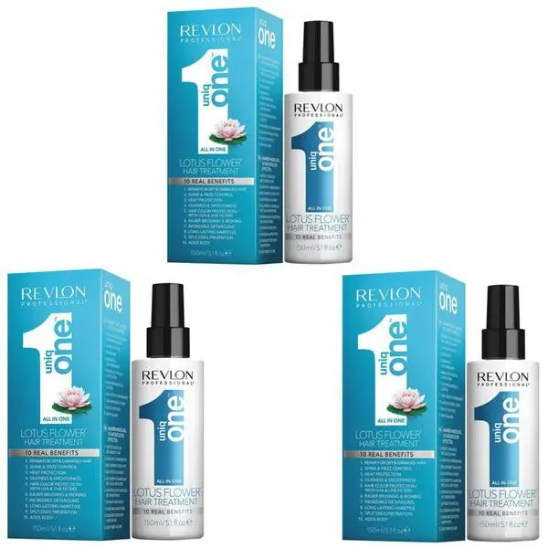 Revlon Professional Пакет 3 x Термична и подхранваща терапия - Revlon Professional Uniq One All In One Lotus Flower Hair Treatment 150 мл