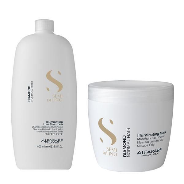 Alfaparf Milano Пакет Alfaparf Milano Semi Di Lino Diamond Illuminating Shine Package for Normal Hair: Шампоан 1000 мл + Маска 500 мл