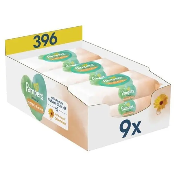 Pampers Пакет бебешки кърпички - Pampers Harmonie Protect&amp;Care Calendula, 9 x 44 бр
