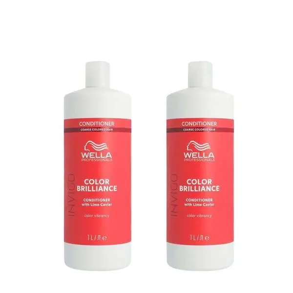 Wella Professionals Пакет от 2 балсама за боядисана коса с груби кичури - Wella Professionals Invigo Color Brilliance Coarse, 1000 мл
