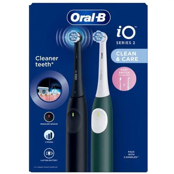 Oral-B Пакет от 2 x Електрическа четка за зъби - Oral-B iO Series 2 Clean&amp;Care, Черна и Зелена, 1 пакет