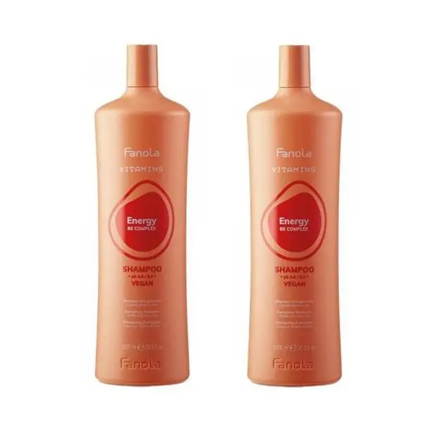 Fanola Пакет от 2 x Енергизиращ шампоан за фина и слаба коса - Fanola Vitamins Energy BE Complex Shampoo, 1000 мл
