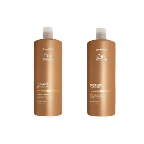 Wella Professionals Пакет от 2 x Хидратиращ шампоан за суха и безжизнена коса със сквалан и омега 9 - Wella Professionals Ultimate Smooth, 1000 мл