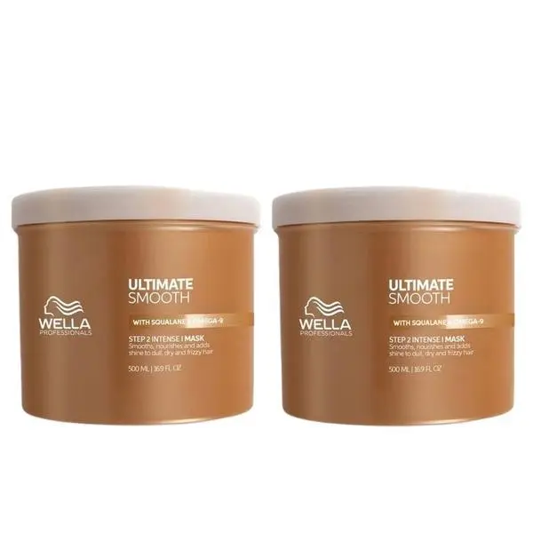 Wella Professionals Пакет от 2 x Хидратираща маска за суха и безжизнена коса със сквалан и омега 9 - Wella Professionals Ultimate Smooth, 500 мл