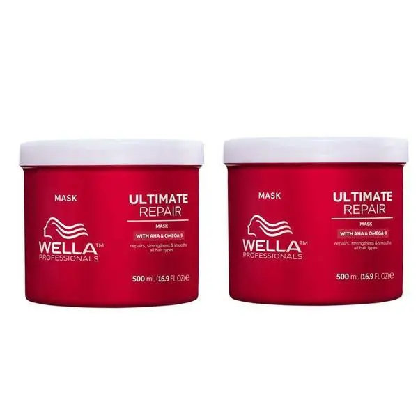 Wella Professionals Пакет от 2 x Интензивна възстановяваща маска с AHA и Омега 9 за увредена коса - Wella Professionals Ultimate Repair Mask, 500 мл