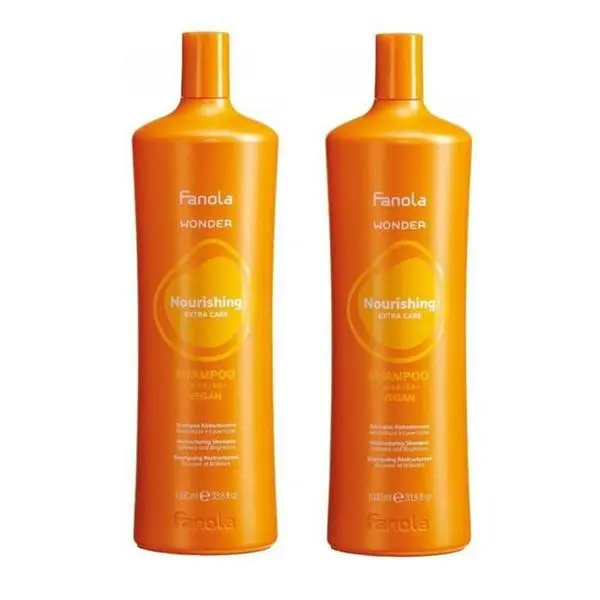 Fanola Пакет от 2 x Реструктуриращ шампоан за суха коса - Fanola Wonder Nourishing Extra Care Shampoo, 1000 мл