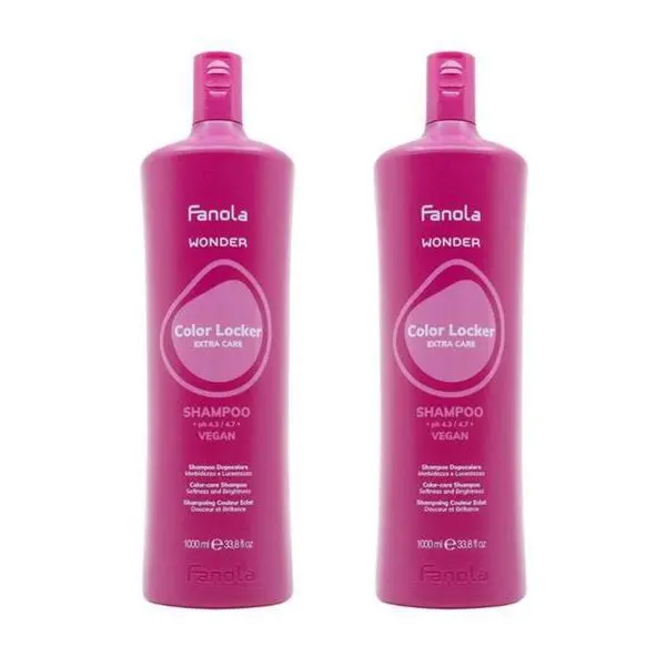 Fanola Пакет от 2 x Шампоан за боядисана коса - Fanola Wonder Color Locker Extra Care Shampoo, 1000 мл
