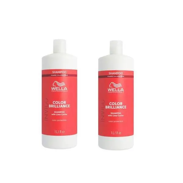Wella Professionals Пакет от 2 x Шампоан за боядисана коса с груби кичури - Wella Professionals Invigo Color Brilliance Coarse, 1000 мл