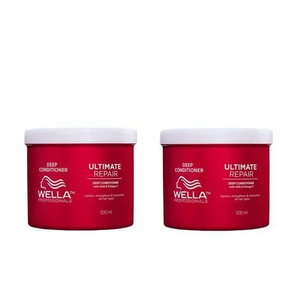 Wella Professionals Пакет от 2 x Възстановяващ балсам за увредена коса Стъпка 2, AHA &amp; Omega 9  Wella Professionals Ultimate Repair Deep Conditioner, 500 мл
