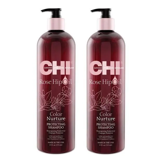 CHI Пакет  от 2 x защитен шампоан - CHI Farouk Rose Hip Oil Color Nurture Protecting Shampoo 739мл
