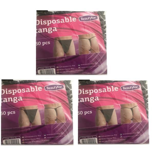 Beautyfor Пакет от 3 х мъжки гащи за еднократна употреба - Beautyfor Men Thong, 50 бр