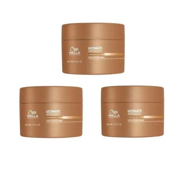 Wella Professionals Пакет от 3 хидратиращи маски за суха и безжизнена коса със сквалан и омега 9 - Wella Professionals Ultimate Smooth, 150 мл