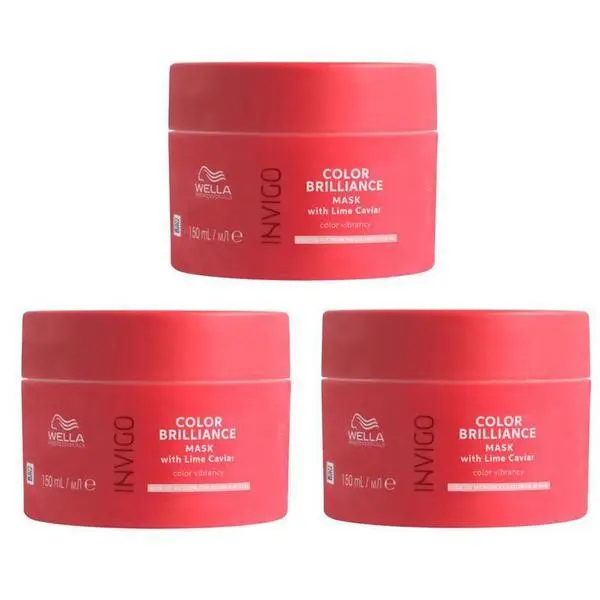 Wella Professionals Пакет от 3 маски за боядисана коса с фини/нормални кичури - Wella Professionals Invigo Color Brilliance Fine/Normal, 150 мл
