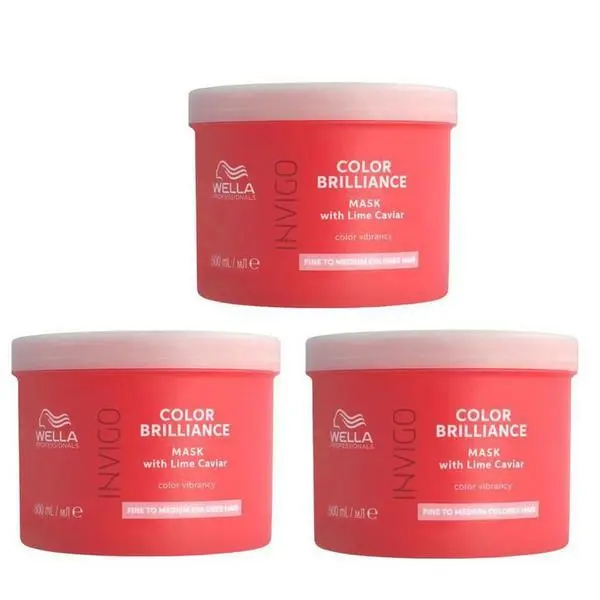Wella Professionals Пакет от 3 маски за боядисана коса с фини/нормални кичури - Wella Professionals Invigo Color Brilliance Fine/Normal, 500 мл