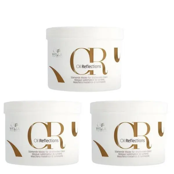 Wella Professionals Пакет от 3 маски за гладка и блестяща коса - Wella Professionals Oil Reflections, 500 мл