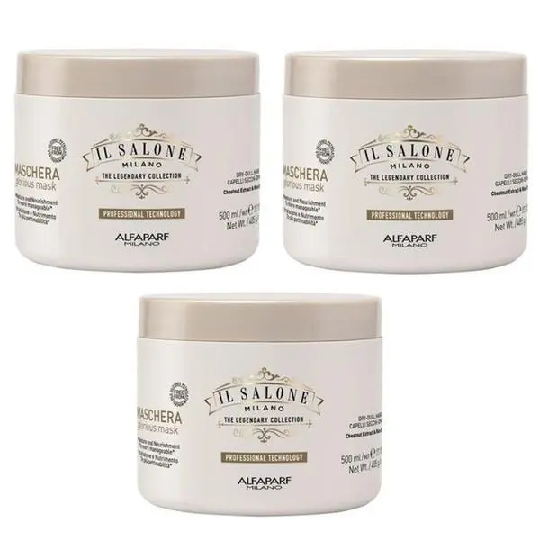 Alfaparf Milano Пакет от 3 маски за суха и безжизнена коса - Il Salone Milano Professional Glorious Mask, 500 мл