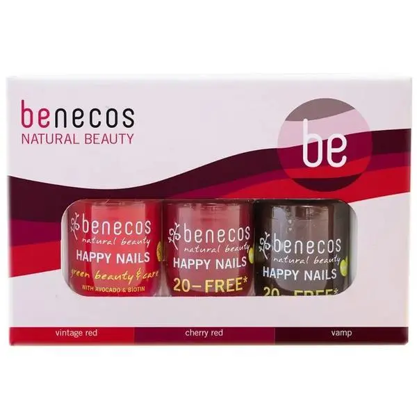 Benecos Пакет от 3 натурални веган лака за нокти 20-FREE &ndash; Benecos Classic в червено, 1 опаковка