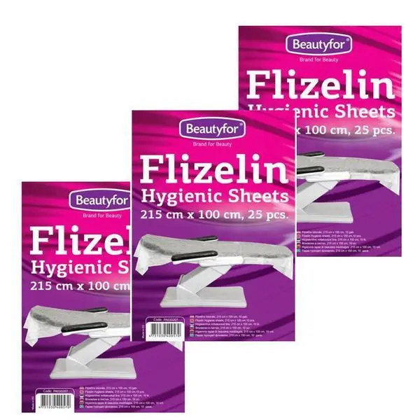 Beautyfor Пакет от 3 нетъкани чаршафи - Beautyfor Flizelin Нетъкани хигиенни чаршафи, 215 см x 100 см, 25 бр