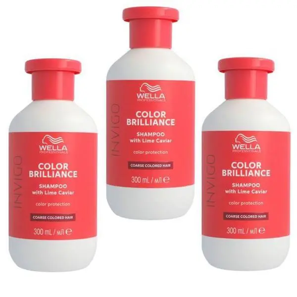 Wella Professionals Пакет от 3 шампоана за боядисана коса с груби кичури - Wella Professionals Invigo Color Brilliance Coarse, 300 мл