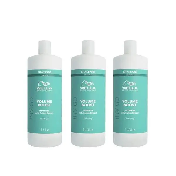 Wella Professionals Пакет от 3 шампоана за липсващ обем - Wella Professionals Invigo Volume Boost, 1000 мл