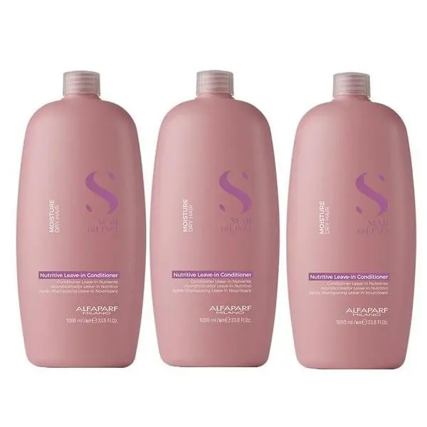 Alfaparf Milano Пакет от 3 x Балсам без отмиване за суха коса - Alfaparf Milano Semi Di Lino Moisture Nutritive Leave-in Conditioner, 1000 мл