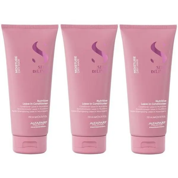 Alfaparf Milano Пакет от 3 x Балсам без отмиване за суха коса - Alfaparf Milano Semi Di Lino Moisture Nutritive Leave-in Conditioner, 200 мл