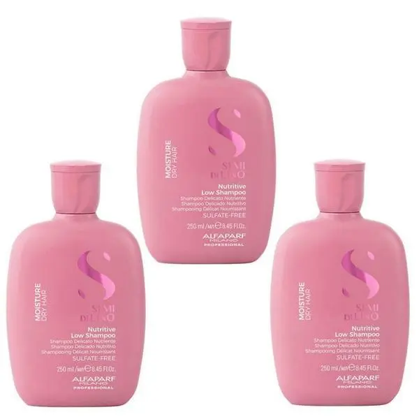 Alfaparf Milano Пакет от 3 x Хидратиращ шампоан за суха коса - Alfaparf Milano Semi Di Lino Moisture Nutritive Low Shampoo, 250 мл