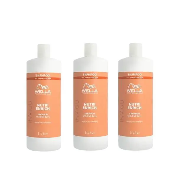 Wella Professionals Пакет от 3 x Интензивно подхранващ шампоан за суха и увредена коса - Wella Professionals Invigo Nutri-Enrich, 1000 мл