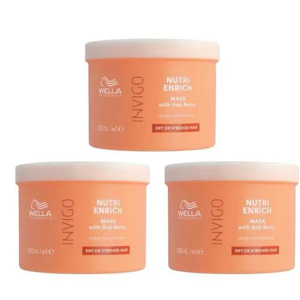 Wella Professionals Пакет от 3 x Интензивно подхранваща маска за суха и увредена коса - Wella Professionals Invigo Nutri-Enrich, 500 мл