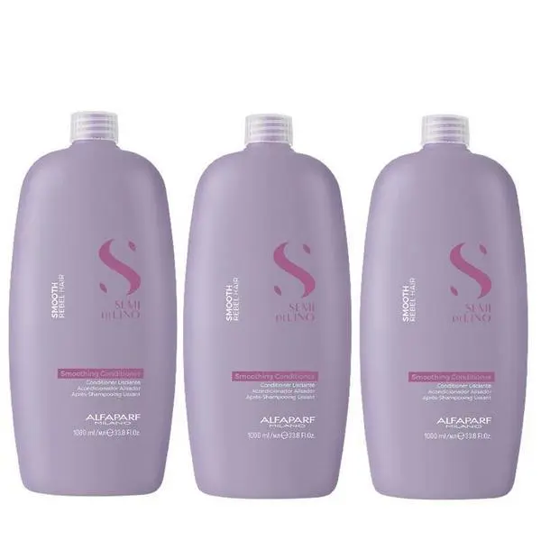 Alfaparf Milano Пакет от 3 x Изглаждащ балсам - Alfaparf Milano Semi Di Lino Smoothing Conditioner, 1000 мл