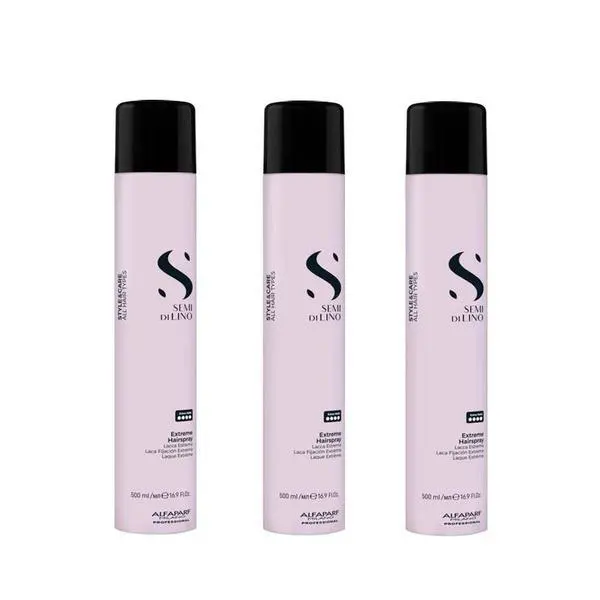 Alfaparf Milano Пакет от 3 x Лак за коса с екстра силна фиксация - Alfaparf Milano Semi di Lino Style &amp; Care Extreme Hairspray, 500 мл